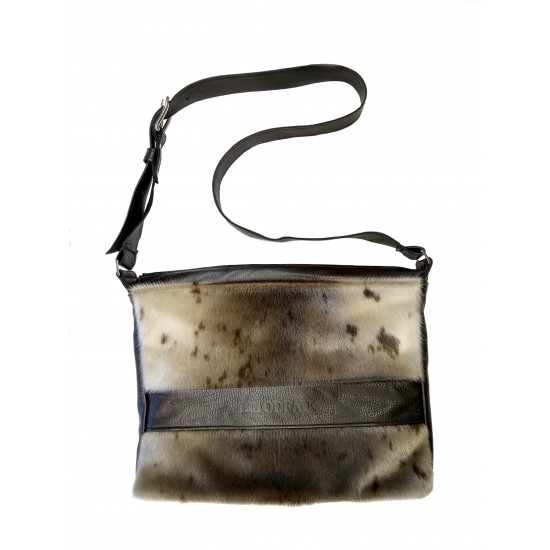 Bilodeau - PASCAL Bag, black leather and natural seal fur